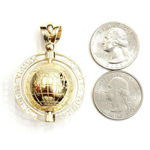 Load image into Gallery viewer, New 10k yellow gold 3D Spinning round globe planet earth world map pendant 15.8g
