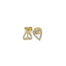 Load image into Gallery viewer, New 14k yellow Gold 0.12Ct Round Diamond heart stud Earrings Push Back Fastening
