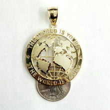 Load image into Gallery viewer, 10k yellow gold round globe planet earth world map pendant fine gift 1.58" 7.2g
