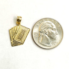 Load image into Gallery viewer, 14k yellow Gold royal flush spade A K Q J 10 poker cards Pendant jewelry 1.5g
