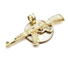 Load image into Gallery viewer, 14k yellow Gold AK-47 machine gun military rifle Pendant charm fine gift 4.3g
