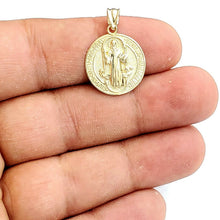Load image into Gallery viewer, New 10k yellow gold round saint benedict san Benito pendant jewelry 0.69" 2.1g
