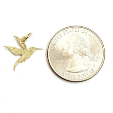 Load image into Gallery viewer, 14k yellow Gold tiny hummingbird Pendant charm fine gift jewelry for her 0.5g
