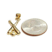Load image into Gallery viewer, New 14k yellow Gold baseball bat Pendant charm sport game fine jewelry gift 1.7g

