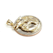 Load image into Gallery viewer, 14k yellow Gold Double Horse Head animal Pendant charm Love fine jewelry 3.1g
