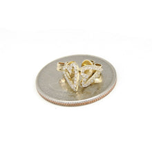 Load image into Gallery viewer, New 14k yellow Gold 0.12Ct Round Diamond heart stud Earrings Push Back Fastening
