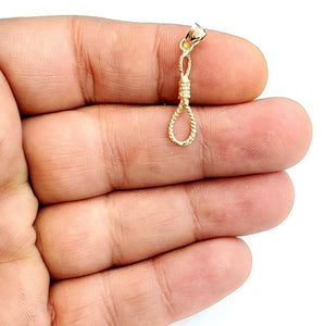 New 14k yellow Gold Noose rope 3D Pendant charm fine jewelry gift unisex 0.9g