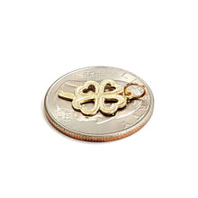 Load image into Gallery viewer, New 14k yellow Gold tiny clover leaf heart lucky Pendant charm fine jewelry 0.7g
