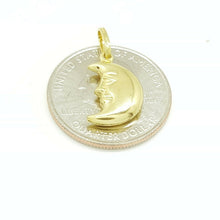 Load image into Gallery viewer, 14k yellow gold 3D hollow moon pendant charm astronomy fine gift jewelry 1.1g
