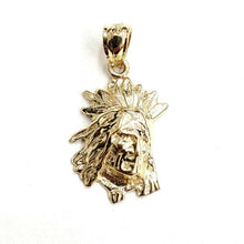 Load image into Gallery viewer, New 14k solid yellow Gold tiny Chief face head  Pendant charm fine jewelry 1.8g
