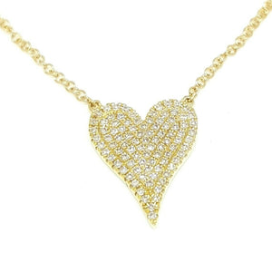 14k yellow Gold 0.21Ct Diamond heart necklace gift for her 18" adjustable chain