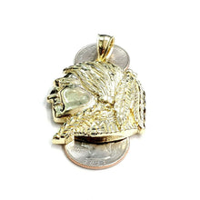 Load image into Gallery viewer, New 10k solid yellow Gold Chief face head Pendant diamond cut fine jewelry 13.5g
