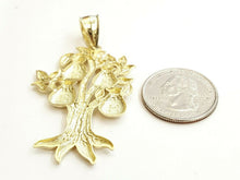 Load image into Gallery viewer, 10k yellow gold dollar sign money bag tree lucky pendant charm fine jewelry 6.7g
