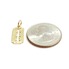 Load image into Gallery viewer, 14k yellow gold tiny razor blade pendant charm Fine Jewelry Gifts unisex 0.7g
