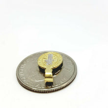 Load image into Gallery viewer, 14k gold two tone oval saint benedict san Benito pendant religious jewelry 1g
