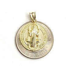 Load image into Gallery viewer, New 10k yellow gold round saint benedict san Benito pendant jewelry 0.69" 2.1g
