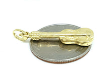 Load image into Gallery viewer, New 14k yellow Gold hollow guitar music Pendant charm 3D fine gift jewelry 1.4g
