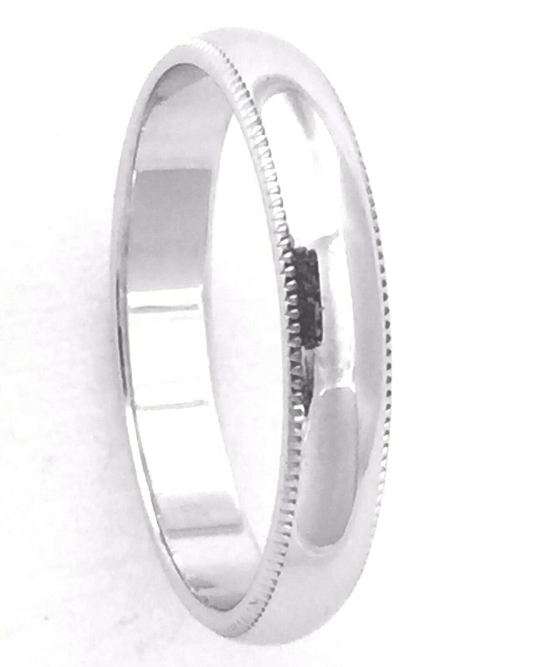 Men's Women's Solid 14K White Gold Milgrain Wedding Ring Band jewelry 4MM Size 8