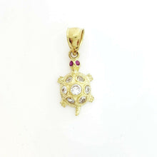 Load image into Gallery viewer, 14k yellow gold turtle full body pendant cubic zirconia fine jewelry 1.5g
