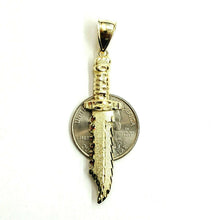 Load image into Gallery viewer, New 10k yellow Gold dagger knife Pendant charm fine gift jewelry for men 3.6g
