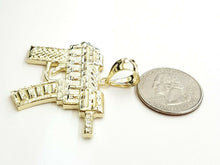 Load image into Gallery viewer, 10k yellow solid Gold automatic machine gun Pendant charm fine gift jewelry 9.5g
