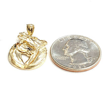 Load image into Gallery viewer, 14k yellow Gold Double Horse Head animal Pendant charm Love fine jewelry 3.1g
