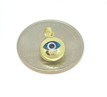 Load image into Gallery viewer, New 14k yellow gold blue evil eye pendant charm fine gift jewelry for her 0.7g
