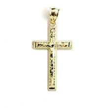 Load image into Gallery viewer, New 10k yellow gold nugget cross pendant charm fine jewelry religious gift 1.9g
