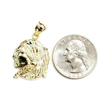 Load image into Gallery viewer, New 10k solid yellow Gold Chief face head Pendant diamond cut fine jewelry 2.4g
