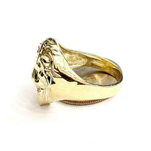 Load image into Gallery viewer, New 10k yellow gold lion head zodiac Leo men's Ring diamond cut jewelry Size 9.5
