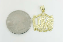 Load image into Gallery viewer, New 10k yellow Gold women love Pendant charm gift fine jewelry diamond cut 1.7g
