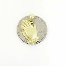 Load image into Gallery viewer, New 10k yellow gold praying hands pendant charm fine religious gift jewelry 2.3g

