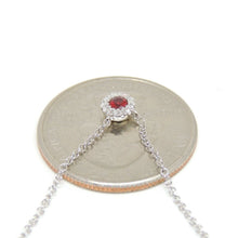 Load image into Gallery viewer, New 14k white Gold 0.18Ct real Diamond &amp; ruby necklace gift 18&quot; adjustable chain
