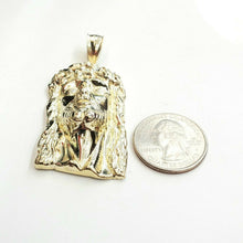 Load image into Gallery viewer, 10k yellow gold Jesus face head pendant charm fine men's religious jewelry 12.6g
