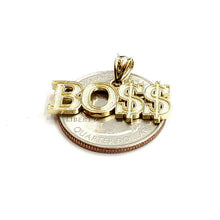 Load image into Gallery viewer, New 10k yellow Gold Boss dollar sign word Pendant charm fine gift jewelry 2.1g

