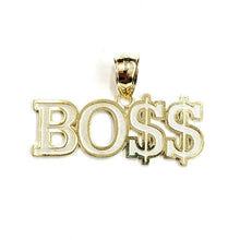 Load image into Gallery viewer, New 10k yellow Gold Boss dollar sign word Pendant charm fine gift jewelry 6.4g

