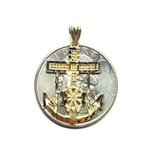 Load image into Gallery viewer, 10k yellow Gold anchor and wheel Pendant charm fine gift religious jewelry 1.4g
