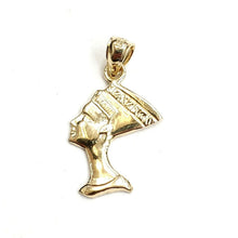 Load image into Gallery viewer, 14k solid yellow Gold Egyptian Nefertiti head queen Pendant fine jewelry 1.3g
