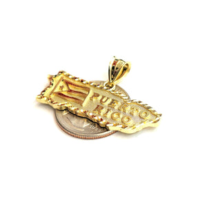 New 10k yellow gold Puerto Rico outline map pendant charm gift fine jewelry 3.7g