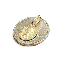 Load image into Gallery viewer, 14k solid yellow Gold round saint Christopher Pendant religious gift 0.48" 1.5g

