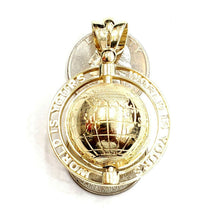 Load image into Gallery viewer, New 10k yellow gold 3D Spinning round globe planet earth world map pendant 15.8g
