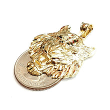 Load image into Gallery viewer, 14k yellow solid Gold tiger male head face Pendant diamond cut fine jewelry 5.7g
