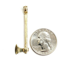 Load image into Gallery viewer, New 14k Yellow Gold 3D AXE Pendant charm tool fine jewelry 2.5g
