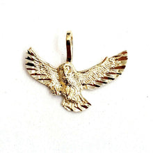 Load image into Gallery viewer, 14k yellow gold tiny owl full body pendant charm fine jewelry diamond cut 0.9g
