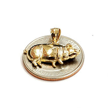 Load image into Gallery viewer, New 14k yellow Gold Pig full body animal Pendant charm fine jewelry 2.2g
