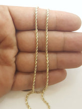 Load image into Gallery viewer, New 10K yellow gold 2mm hollow rope chain Necklace fine gift jewelry 4.3g 24&quot;
