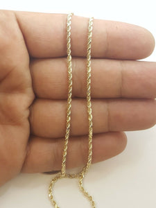 New 10K yellow gold 2mm hollow rope chain Necklace fine gift jewelry 4.3g 24"