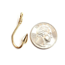 Load image into Gallery viewer, 14k Yellow Gold 3D fish hook Pendant slide charm fishing gift fine jewelry 2g
