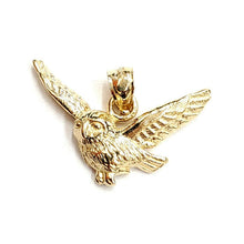 Load image into Gallery viewer, 14k yellow gold owl full body open wings pendant charm gift fine jewelry 2.5g
