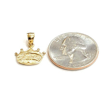 Load image into Gallery viewer, 14k yellow Gold Tiny Queen Crown Tiara Pendant charm gift fine jewelry 1.1g
